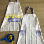  自分で着られる！キッズ用エプロン(ラベンダー・花柄）