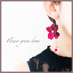  紫陽花♡ フラワーガラスドーム ♡フープフラワーロングピアス♡イヤリング