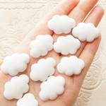 12個 25×18mm レジンカボション ぷっくりくも 立体 白い 雲 天気 空 貼り付け 土台 台座 雨 半円