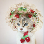 1月20日(日)22時頃最終入荷♡お花畑でつかまえて♡いちご畑ボンネット帽子（フリルベージュ）