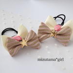 再販＊Ribbon & Ribbon  流れ星 ライトピンク［同色リボンヘアゴム2本セット］