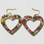 押し花レジンハート イヤリングorピアス
