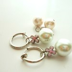 ３ｗａｙお花のパール＆ピンクコットンパールノンピアス