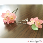 ✳︎紫陽花と雨粒かんざし✳︎2way✳︎ピンクカラー✳︎ヘアピンに変更可能♪