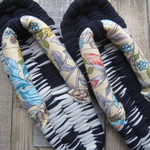 布ぞうり：navy blue+white24cm/elegant flower