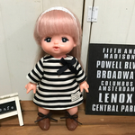 メルちゃん服＊ボーダーワンピ＆靴set＊モノトーン