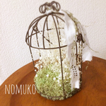 鳥かごリングピロー(かすみ草)