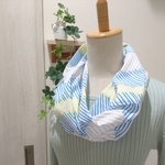 ダブルガーゼ　スヌード ストライプボーダー一重巻　夏 