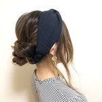 再再販！親子兼用も♡リブニット地のダークネイビーリボンヘアバンド 
