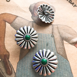 フラワーコンチョ♡グリーン シルバーコンチョ 大きいボタン