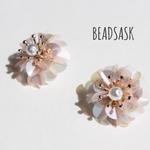 3Dスパンコールフラワーピアス  "Sakura"