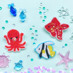 タコ・ハタタテダイ・金魚 のビーズ刺繍ブローチ(受注製作)