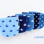 🐳くじら＆スター⭐️ やわらか＆ふわふわデニム風８重ガーゼハンカチ５枚セット