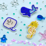 エイ・タツノオトシゴ・マッコウクジラ のビーズ刺繍ブローチ(受注製作)