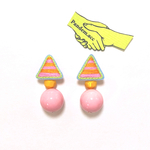三角ボーダー2wayピアス ピンク