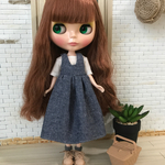 【送料無料】リカちゃん/ブライス  デニムジャンスカ&ブラウスセット