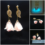 再販なし/夜光/ 本物の丸ごと小ﾊﾞﾗ🌹ﾋﾟﾝｸ・16金ﾒｯｷ/ｲﾔﾘﾝｸﾞ又はﾋﾟｱｽ