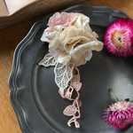 結婚式 ふんわりコサージュ  リネンコーヒー染め お花いっぱいシリーズ
