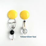 再販 Yellow×Silver face /大ぶり フェイス ピアス