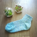 受注生産します～手編みのクルーSOCKS☆ライトデニム
