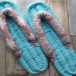布ぞうり：aqua blue24cm/北欧花柄