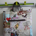 B様オーダー品：USA生地　パリ柄のファスナー付き2wayバッグ