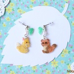 森のキツネとタヌキのピアス