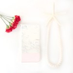  pajour(パジュール) ペールピンクストライプマーブル柄  手帳型 ケース  ビジュー無し iphoneX/Xperia/plus/iphone8/xz/SC-04/AQUOS/Android