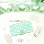 【pajour 】（ターコイズ）パイナップル 柄 手帳型 スマホケース【iPhone】【手帳】
