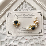 ビジュー✳︎ピアス&イヤーカフセット【ネイビー】