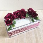 【SALE】◆ワインレッド・ローズ◆造花フラワーティッシュケースボックス