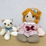 SALE品＊送料無料＊カントリードール 白ねこペア