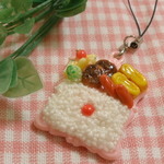 【難あり】ミニミラーストラップ☆お弁当ピンク