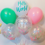 6個セット happy100days baby girlコンフェッティバルーン