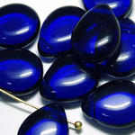 10個チェコビーズ＜12x16mm/コバルトクリア/ペアドロップ＞チェコガラス