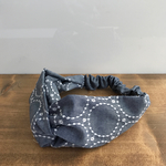 サークル刺繍レース(濃ブルー) ヘアバンド