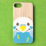 カラフルインコのウッドiphoneケース（セキセイインコ／青）