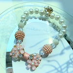 パール&ガラスビーズのおリボン🎀ネックレス