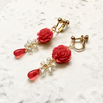 《再販３》真っ赤なバラの贈りもの♡【イヤリング or ピアス】