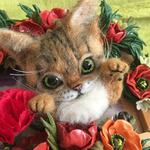 羊毛フェルトキジトラ猫のブローチ