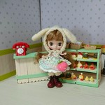 プチブライス☆パステルワンピとうさみみ帽子のセット