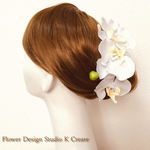 純白の胡蝶蘭のヘッドドレス（5点セットの髪飾り）　ヘアアクセサリー 髪飾り ウェディング 結婚式  白無垢 成人式 前撮り 和装　