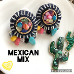 メキシカンMIX くるみボタン ピアス☆イヤリング
