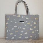 レッスンバッグ　ちょうちょ　リボン　グレー　図書バッグ　音楽バッグ