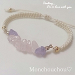 再販 ❣ 【全10色】天然石のコードブレスレット♡ローズクォーツ＆アメジスト