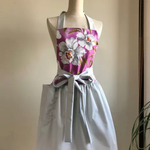 エプロン 大人用 花柄ツートン