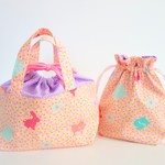 持ち手付き☆お弁当袋とミニ巾着セット／ピンク