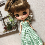 ブライス　リカちゃん  マキシワンピース  ギンガムチェック