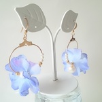 Flower-pearl コットンパール☆ピアス ブルーＧ