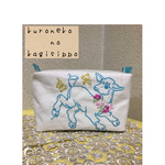 送料無料＊ひつじ刺繍のスクエアポーチ